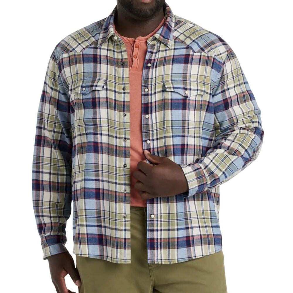 Lucky Brand Indigo Plaid Western Sport Shirt in Multi Size XXL